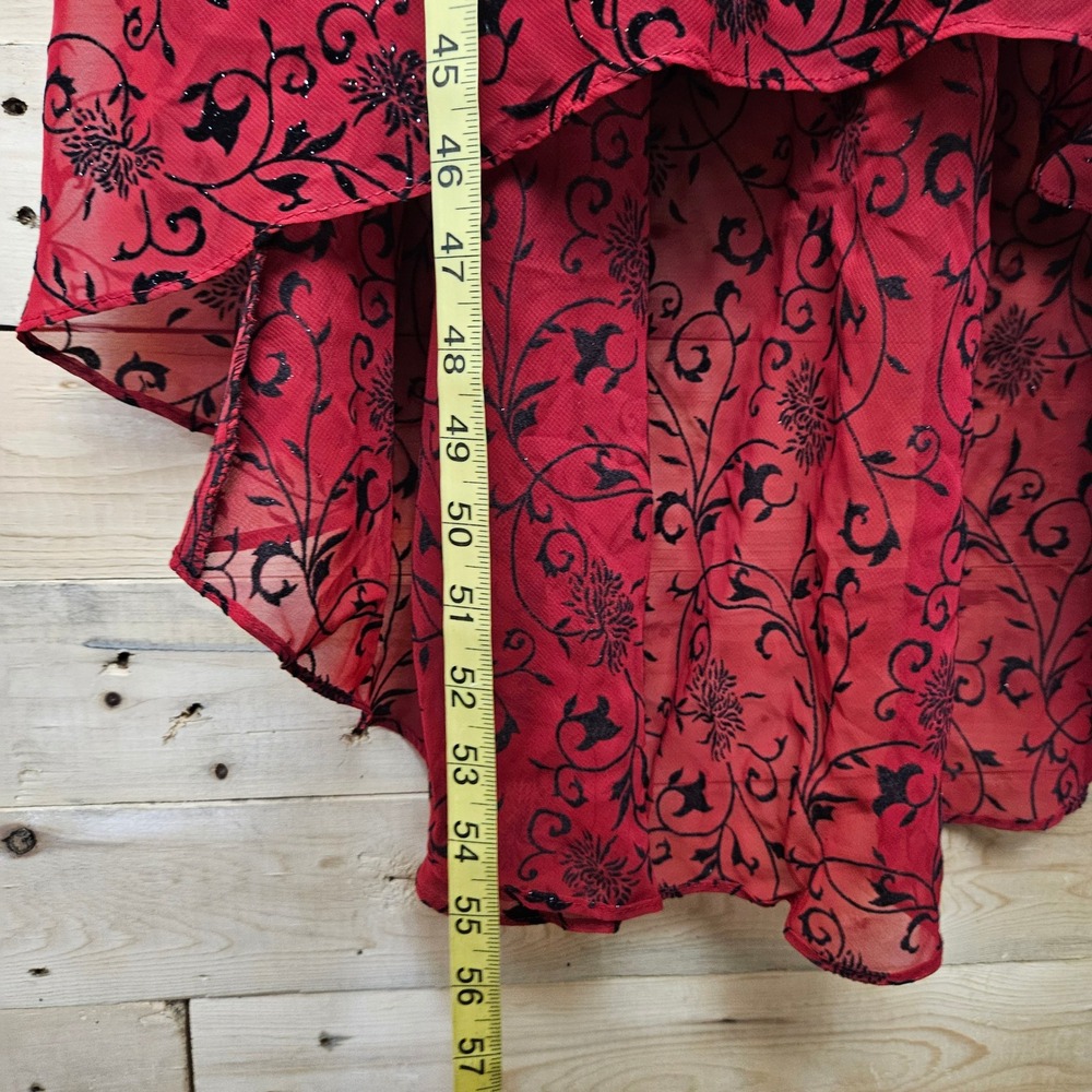 Jessica Howard Red Black Glitter Floral Dress Size 14 Y2K Whimsigoth - Picture 10 of 11
